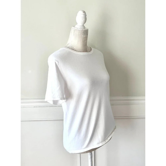 Carolyn Taylor Cotton Blend Stretch White Tee M - Picture 2 of 4